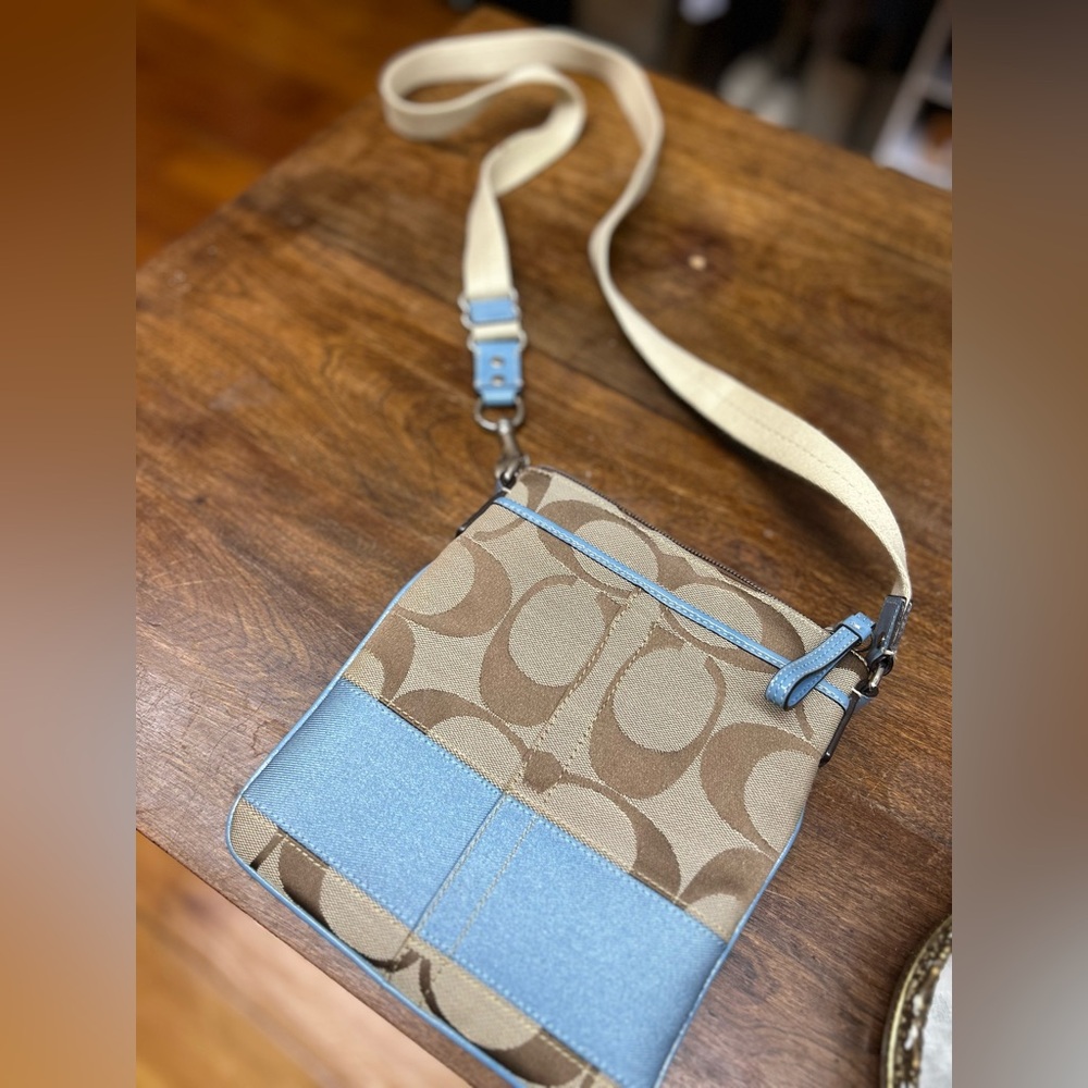 Coach Tan and Blue Crossbody Bag - Picture 4 of 5